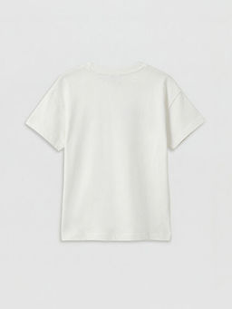 Bisiklet Yaka Bask?l? K?z ?ocuk Ti??rt