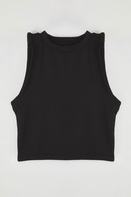 Trendyolmilla Siyah Animal Bask?l? Halter Yaka Fitted/Vucuda Oturan Crop Esnek Orme Bluz TWOSS22BZ0879  фото 9