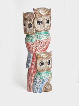 Сувенир интерьерный «Совы на ветке», 20×8×60 см, дерево, цв. разноцветный