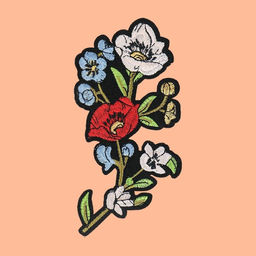 Цена за 5 шт. Термоаппликация Букет, 16?8 см, разноцветная