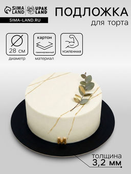 Цена за 5 шт. Подложка усиленная, 28 см, черный-белый, 3.2 мм