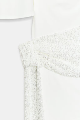 VESTIDO CORTO COMBINADO LENTEJUELAS / Blanco - Zara фото 7