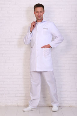 Халат мужской 236 CVC. Цвет: белый и серый - Стильб фото 6