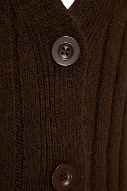 Kahverengi Genis Kal?p Yumusak Dokulu Triko Alt-Ust Tak?m TWOAW22AU0128