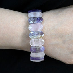 Браслет из аметиста и розового кварца граненый 20*10мм