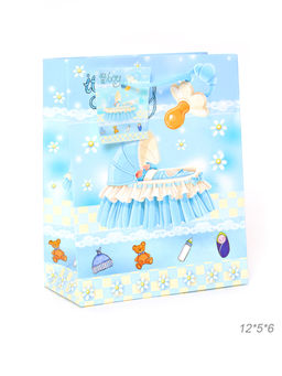 Цена за 12 шт. Пакет подарочный 12х15х6 С новорожденным / 310525 /уп 12/2400/