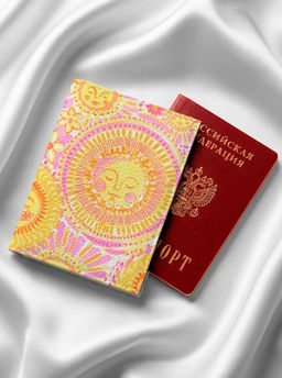 Кожаная обложка для паспорта с принтом wh-LeatherCover-olga-sun