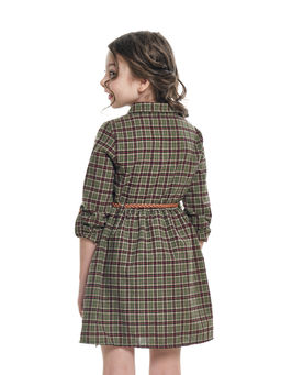 Платье на пуговицах в клетку UD 6846 хаки клетка - Mini maxi фото 2