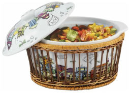 Кастрюля керамическая для запекания 1.8л (24*21*12см) с ротанговой корзинкой (6301) - Kamille фото 3