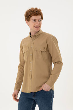 Мужская рубашка цвета хаки с длинным рукавом - U.s. polo assn фото 10