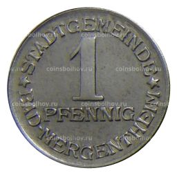 Монета 1 пфенниг 1920 года Германия Нотгельд Мергентхайм