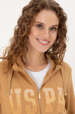 Женская базовая толстовка с капюшоном цвета Camel Неожиданная скидка в корзине - U.s. polo assn фото 2