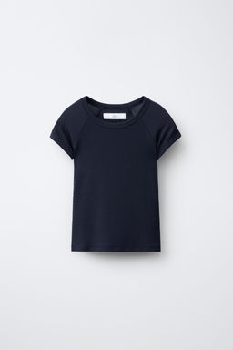 CAMISETA LISA ALGOD?N Y MODAL / Marino