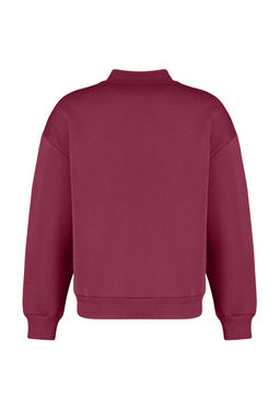 TRENDYOLMILLA Bordo Kal?n Ici Polarl? Fermuarl? Dik Yaka Oversize/Genis Kal?p Orme Sweatshirt TWOAW24SW00127  фото 8