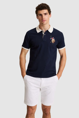 Erkek Lacivert Slim Fit Polo Yaka Basic TiЕГrt