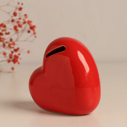 Копилка для денег «Сердце. Коть, дай денег», керамика, красная, 10.5×5×9.5 см