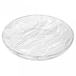 Листья Тарелка мелкая стеклянная д175мм, h28мм, рельефное, прозрачное стекло (Китай) - Домашняя мода фото 2