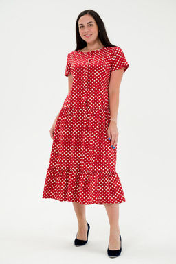 Платье женское из кулирки Кармелита горошек красный - Амадэль фото 8