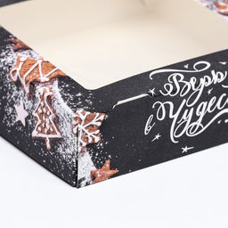 Цена за 20 шт. Коробка подарочная новогодняя складная с окном «Верь в чудеса» 15×15×4 см