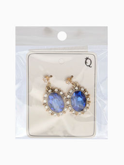 Серьги со стразами "Овал грань", цвет ярко-синий в золоте