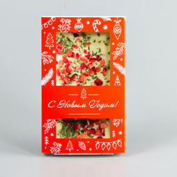 Белый шоколад с клубникой и мятой, новогодняя коробочка, красная коробочка #8