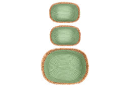 Набор 3 плетеных корзин 1 корзинка 30*25*14 см, 2 корзинки 22*14*12 см, зеленый - Elan gallery фото 6