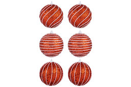 Набор 6 новогодних шаров 9,5*9,5 см Полоски красный - Elan gallery фото 11