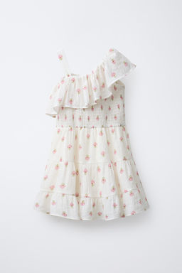 FLORAL TEXTURED DRESS WITH RUFFLES - Zara фото 2