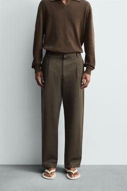 COTTON/LINEN PLEATED TROUSERS - Zara фото 2