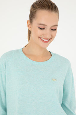 Свитер женский U.S. Polo Assn с круглым вырезом водно-зеленый хлопок  фото 9