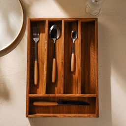Лоток для столовых приборов SL Home, 34×25×5 см, дуб