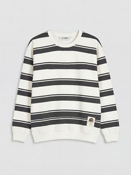 Bisiklet Yaka ?izgili Erkek ?ocuk Sweatshirt