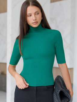 Водолазка тонкой вязки в рубчик из хлопка с нейлоном