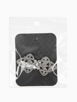 Зажим для кардигана "Ажур", лепестки, цвет белый в серебре