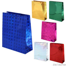 Цена за 12 шт. Пакет подарочный 23х27х7,5 голография / GW-112 /уп 12/960/плотность бумаги 128г/м2