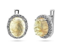 Серьги из серебра рутиловый кварц золотой, Вираж