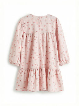 Kare Yaka ?i?ekli K?z ?ocuk Elbise