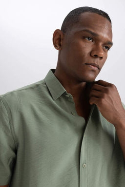 Рубашка из поплина с коротким рукавом стандартного кроя - Defacto фото 5