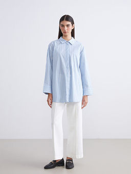 ?izgili Oversize Poplin Kad?n G?mlek Tunik