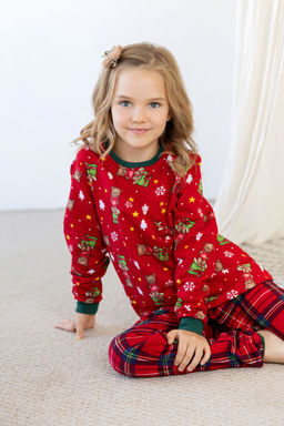 Новогодняя  - детская пижама теплая