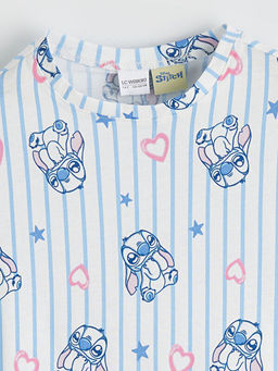 Stitch Bask?l? K?z ?ocuk ?ortlu Pijama Tak?m?