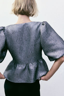 Blusa en tejido jacquard con lazadas - H&m фото 3