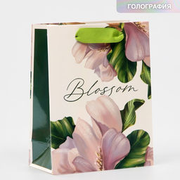 Пакет подарочный ламинированный, упаковка, «Цветение», радужная голография, S 12 х 15 х 5.5 см