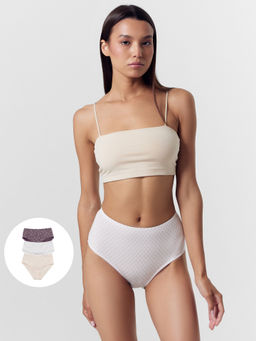 Цена за 2 штуки! Трусы женские макси мультипак (3 шт.) белые в мелкий узор