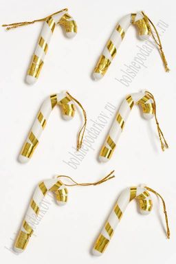 Новогодние украшения 6,5 см (6 шт) Леденец (SF-1692) золото