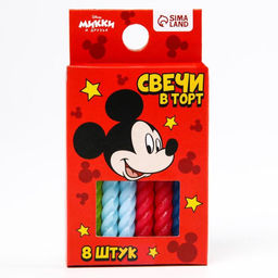 Набор свечей для торта С Днем Рождения, 8 штук, Микки Маус