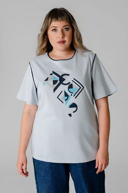 Арт. 31114 Футболка женская 50-58 (5 шт) Цвет:Голубой - Калинка фото 9