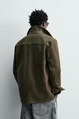 VINTAGE-EFFECT SUEDE LEATHER JACKET - Zara фото 3