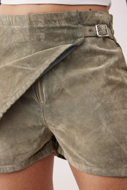 Bej Suet Gorunumlu Denim Sort Etek TWOAW26SR00040 - Trendyolmilla фото 6