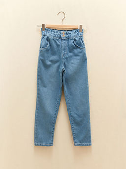 Beli Lastikli Pamuklu K?z ?ocuk Mom Jean Pantolon